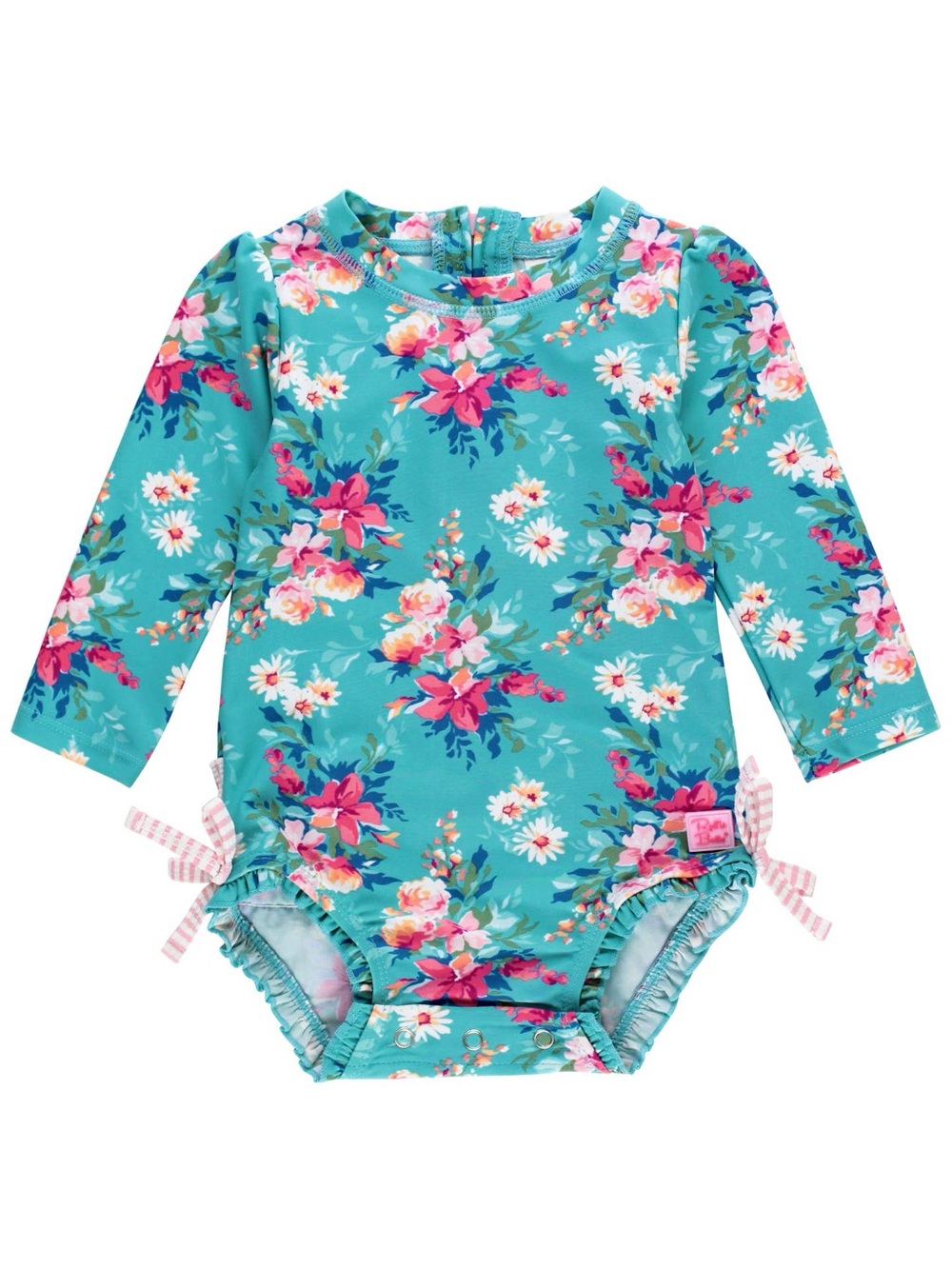 Ruffle Butts Fancy Me Floral Long-Sleeve One-Piece Swimsuit, size 12-18 months